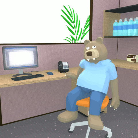 Giphy: Bored Bear swiveling in office chair
