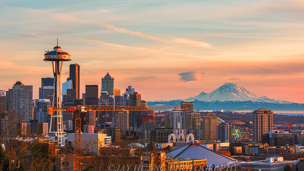 Seattle skyline at dusk