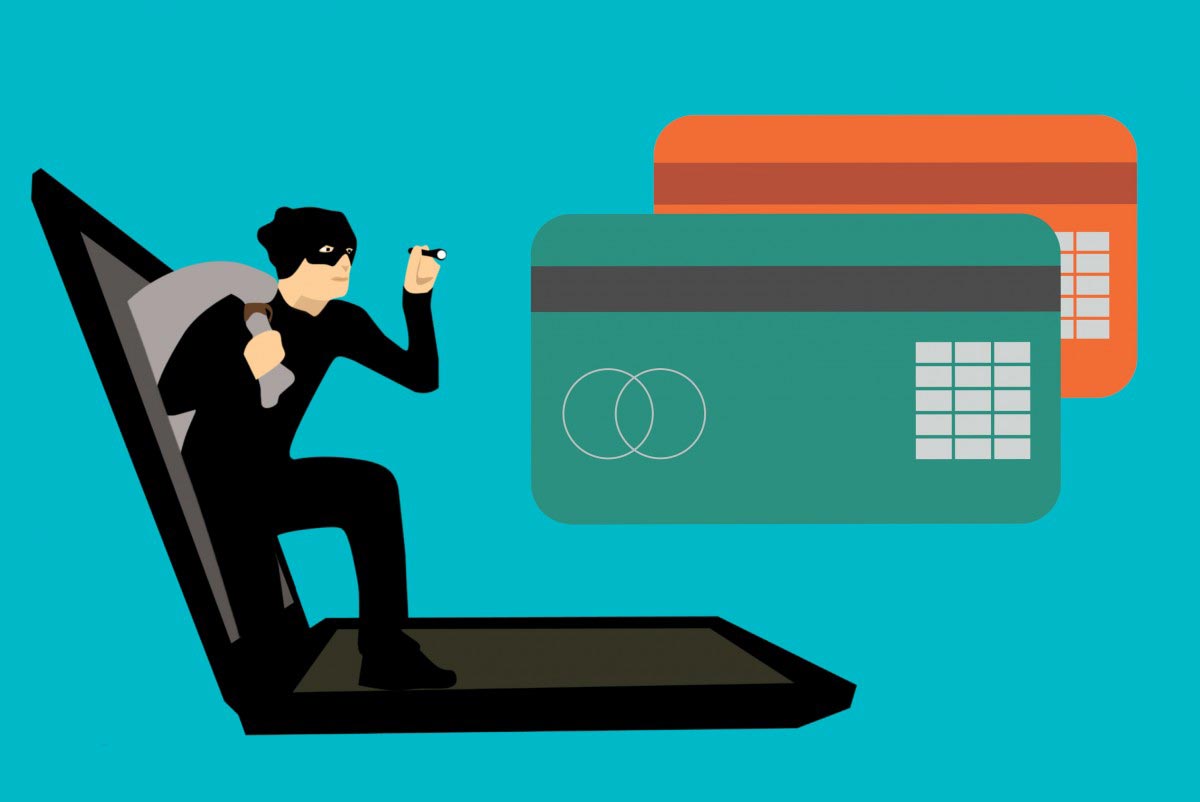 Header: Cyber thief stealing credit cards