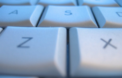 Macro photo of a white keyboard