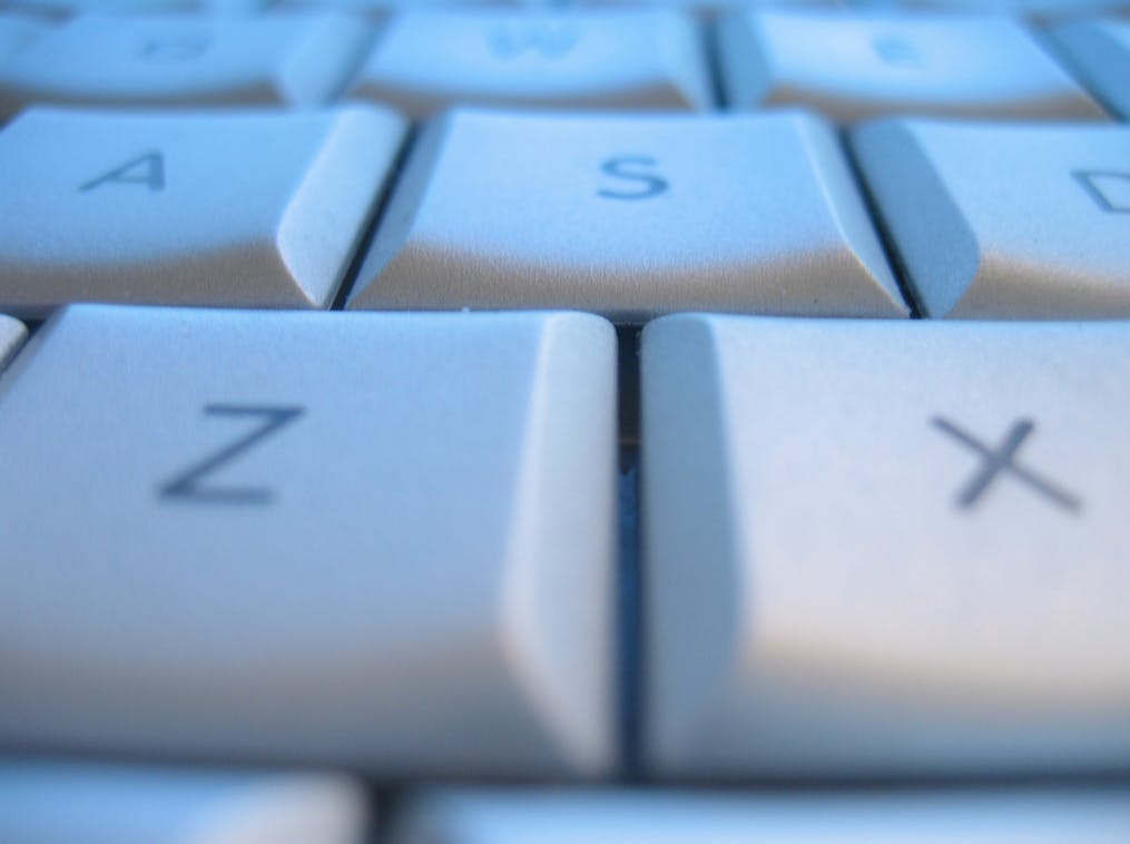 Macro photo of a white keyboard