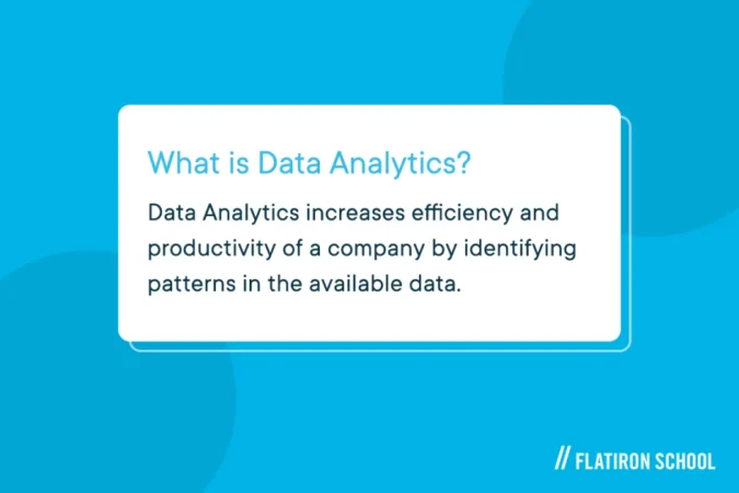 What is Data Analytics? Data Analytics increases efficiency and productivity of a company by identifying patterns in the available data.