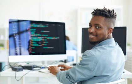 Software Engineer working at computer