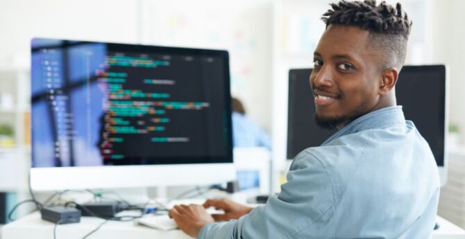 Software Engineer working at computer