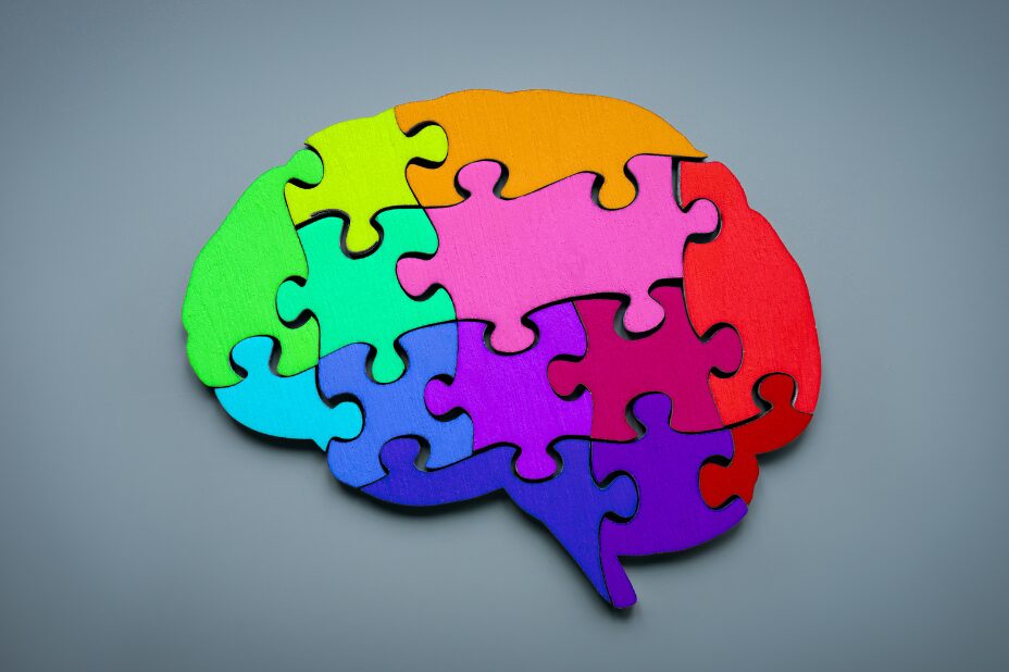Neurodiversity represented by a multi-colored brain image