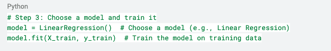 Code chunk for choosing and training the model